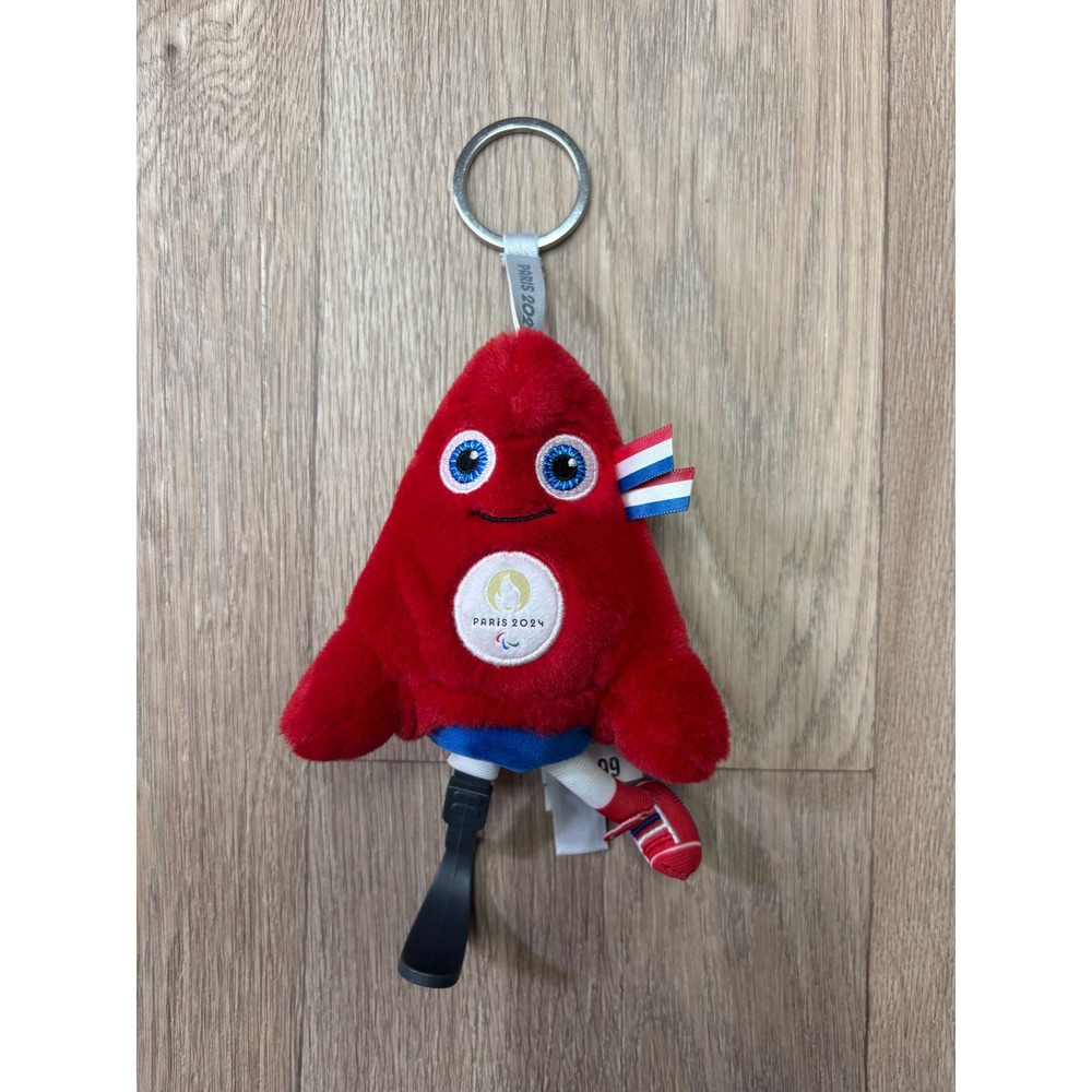 Paris 2024 Paralympic Games Mascot Phryge Plush Keychain Red Official Souvenir